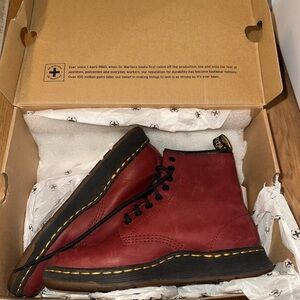 Dr. Martens Women Red Leather Boots
